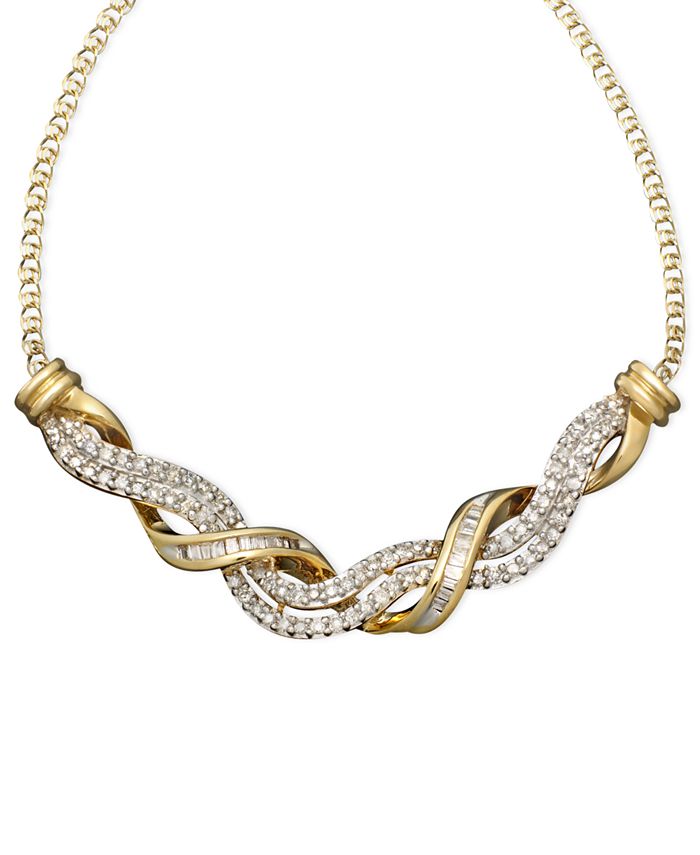 Macy's 14k Gold Necklace, Diamond Swirl Twist (1/2 ct. t.w.) Macy's