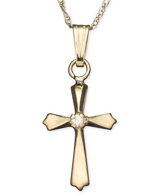 Macy's Children's 14k Gold Pendant, Diamond Accent Cross & Reviews -  Necklaces - Jewelry & Watches - Macy's