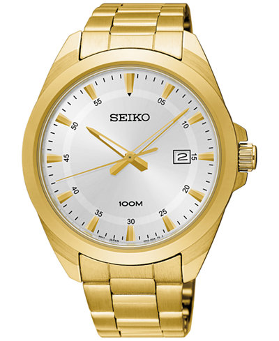Seiko Men's Special Value Gold-Tone Stainless Steel Bracelet Watch 42mm SUR212