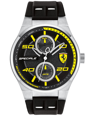 Ferrari Men's Speciale Black Silicone Strap Watch 44mm 0830355