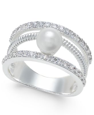 Charter Club - Crystal Imitation Pearl Ring