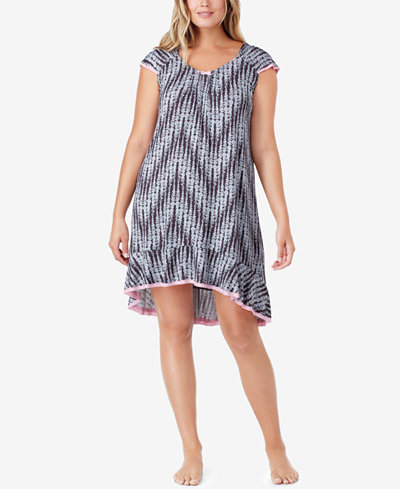 Ellen Tracy Plus Size Flutter-Sleeve High-Low Nightgown