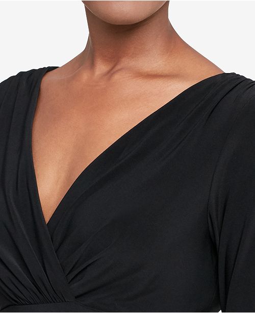 Lauren ralph lauren womens colton surplice long sleeve sheath dress clearance