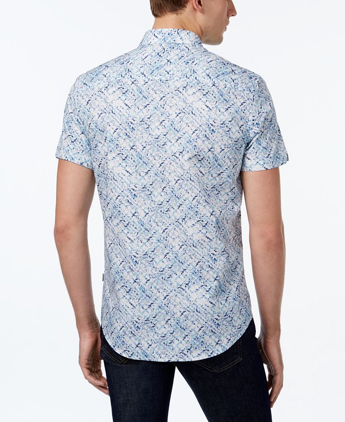Calvin Klein Men's Lattice Floral-Print Shirt & Reviews - Casual Button ...
