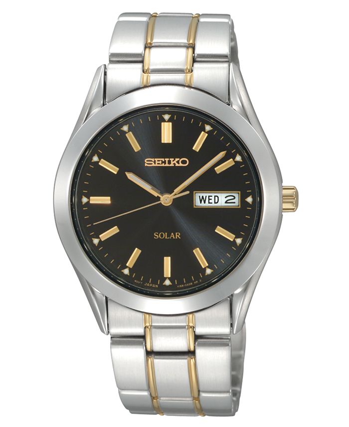 Seiko Watch, Men's Solar Two Tone Stainless Steel Bracelet 36mm SNE047 &  Reviews - All Watches - Jewelry & Watches - Macy's