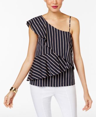 Marled - One-Shoulder Tiered-Layer Blouse