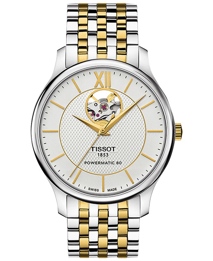 Tissot - Men's Swiss Automatic Tradition Powermatic 80 Open Heart Two-Tone Stainless Steel Bracelet Watch 40mm T0639072203800
