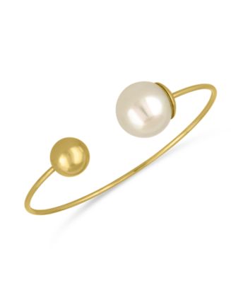 Majorica Gold-Plated Titanium Large Imitation Pearl and Bead Cuff ...