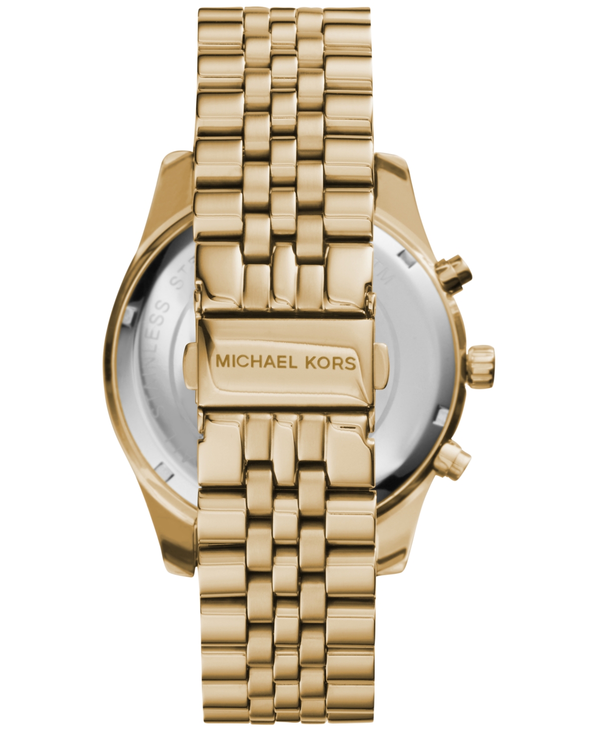 Shop Michael Kors Men's Chronograph Lexington Gold-tone Stainless Steel Bracelet Watch 45mm Mk8281 In Gold,champagne