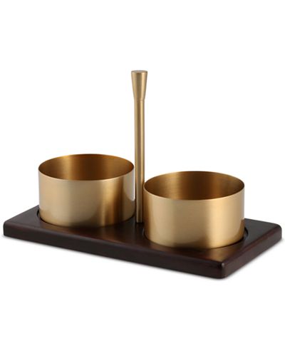 Thirstystone Wood Condiment Server with Metal Bowls