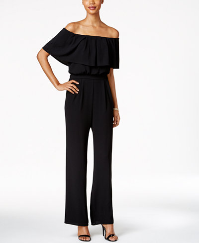 Vince Camuto Off-The-Shoulder Ruffle Jumpsuit