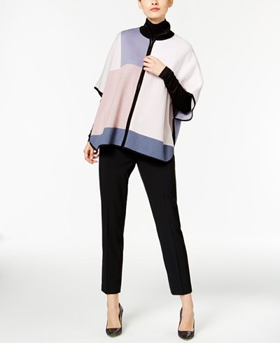 Anne Klein Colorblocked Poncho, Turtleneck & Skinny Stretch Pants