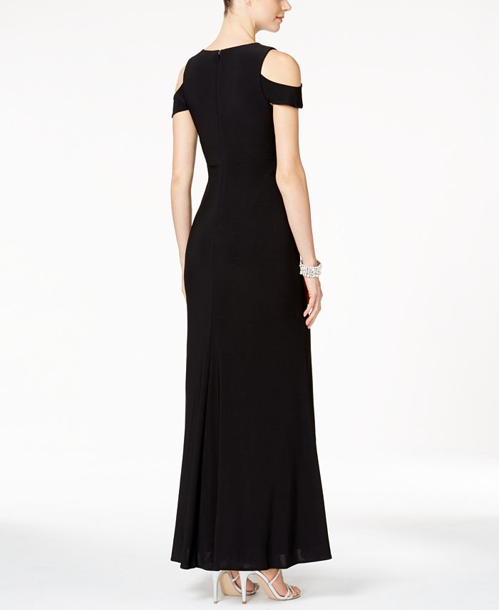 Nightway Petite Illusion Cold-Shoulder Gown - Macy's
