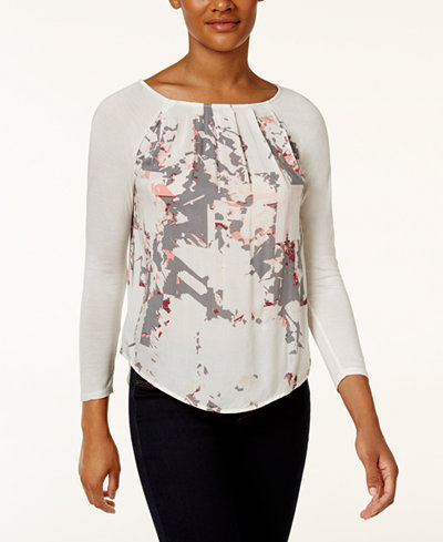Calvin Klein Jeans Printed Pleated Top