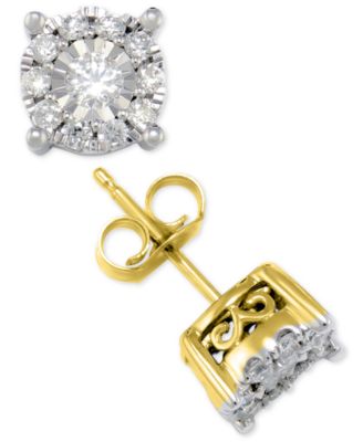 Macy's - Diamond Halo Stud Earrings (1/2 ct. t.w.) in 14k White Gold, 14k Yellow Gold or 14k Rose Gold