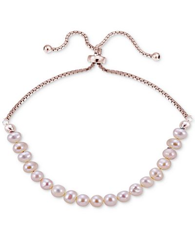 Giani Bernini 18k Rose Gold-Plated Sterling Silver Pink Fresh Water Pearl Adjustable Bracelet, Only at Macy's
