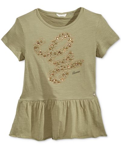 GUESS Embellished Peplum T-Shirt, Big Girls (7-16)