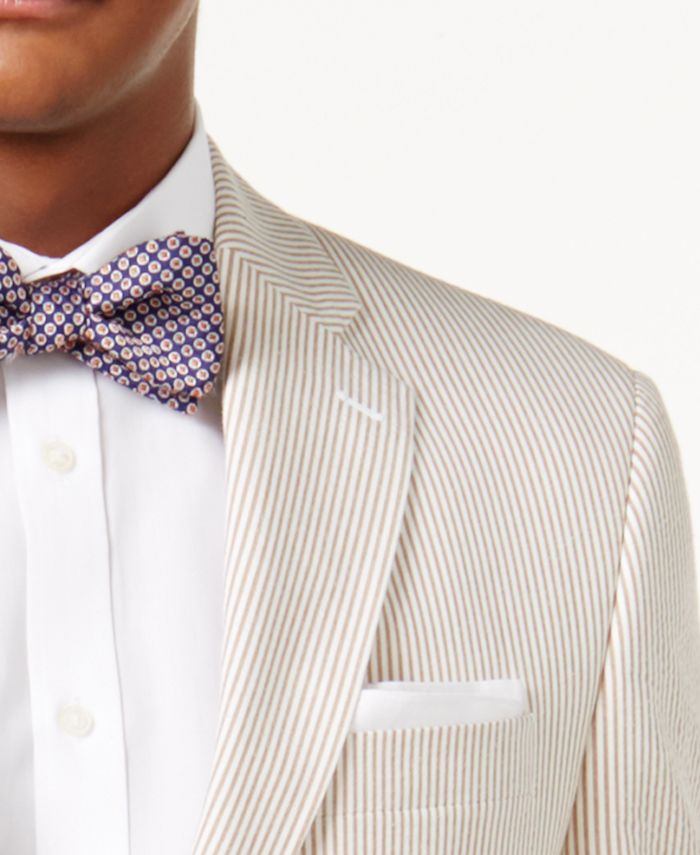 Lauren Ralph Lauren Brown & Cream Seersucker Ultraflex Pure Wool