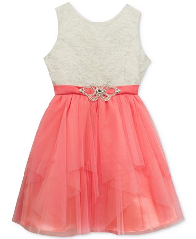 Rare Editions Metallic-Detail Lace Party Dress, Big Girls (7-16)