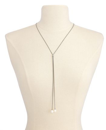 Macy's - Cultured Freshwater Pearl (9-1/2mm) Lariat Necklace in Sterling Silver