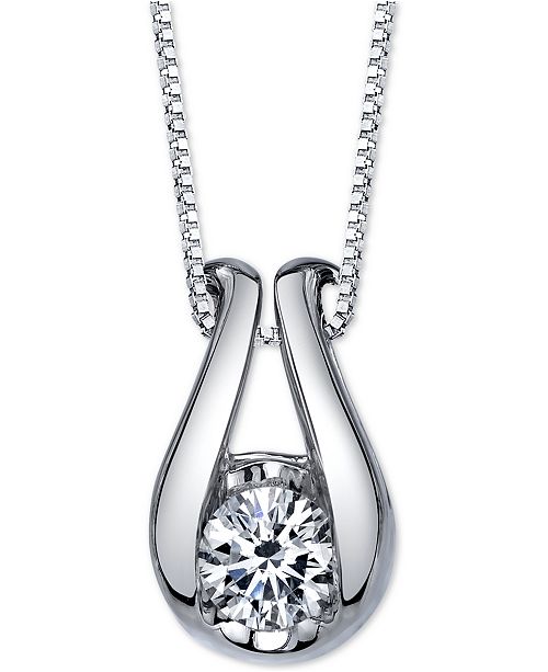 Sirena Diamond Horseshoe Pendant Necklace (1/5 ct. t.w.) in 14k White ...