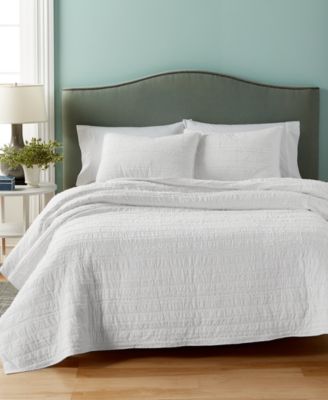 Martha Stewart Collection  100% Cotton Eyelash Stripe King Quilt, Created for Macy's 