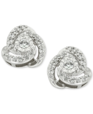 image of Diamond Love Knot Stud Earrings (1/4 ct. t.w.) in 10k White Gold