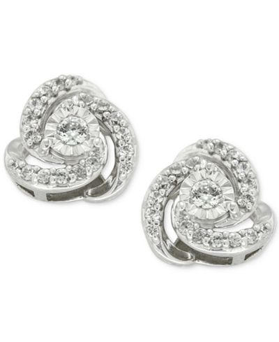 earrings diamond stud knot 10k ct gold anniversary macy jewelry 25th silver gifts macys main watches