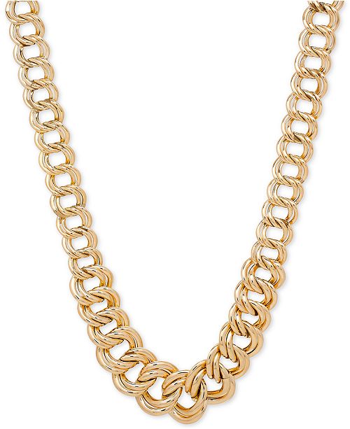 Macy's Double Ring Graduated Link Statement Necklace in 14k Gold ...