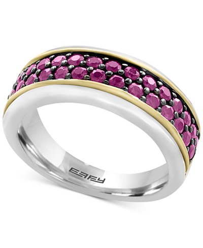 EFFY® Men's Ruby Band (1-1/2 ct. t.w.) in Sterling Silver, 18k Gold and Black Rhodium
