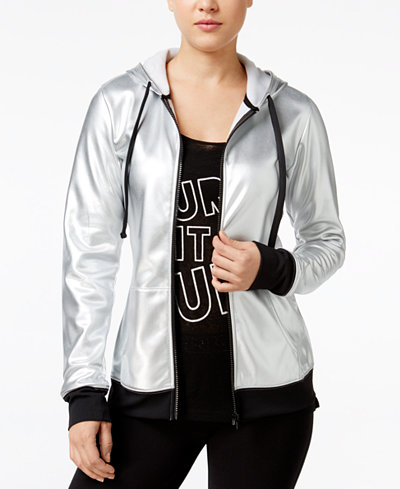 Material Girl Active Juniors' Metallic Hoodie & Graphic Tank Top, Only at Macy's