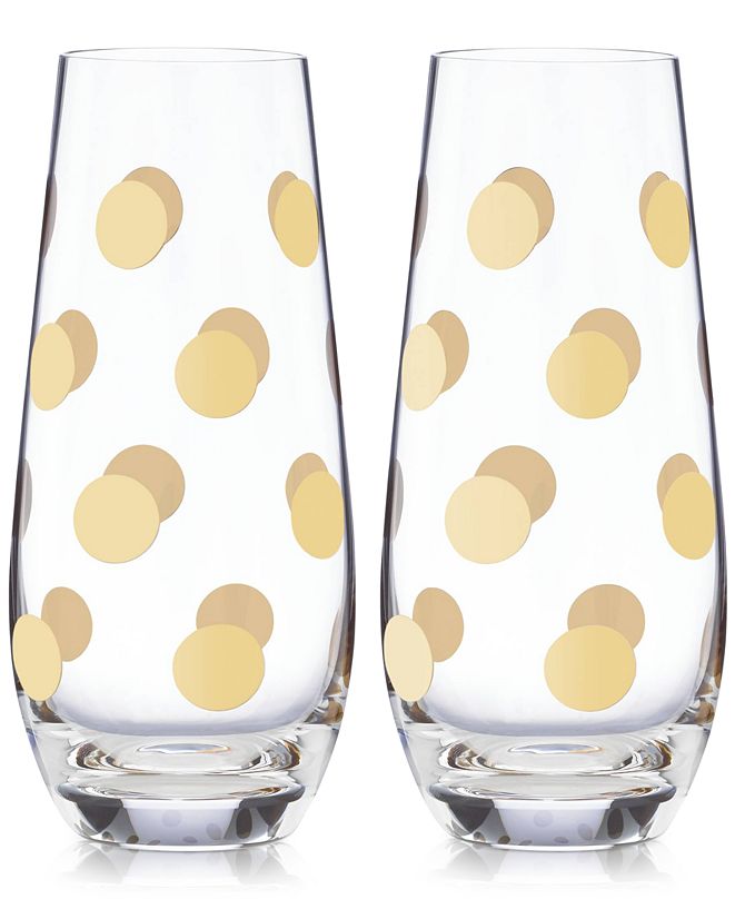 Kate Spade New York Pearl Place Set Of 2 Stemless Champagne Glasses And Reviews Glassware