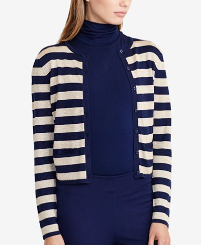 Lauren Ralph Lauren Striped Metallic Cardigan
