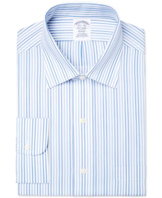 Brooks Brothers - Men's Milano Extra-Slim Fit Non-Iron Blue Striped Dress Shirt