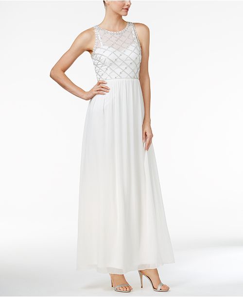 Adrianna Papell Beaded A-Line Gown - Dresses - Women - Macy's