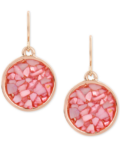 Kenneth Cole New York Rose Gold-Tone Pink Stone Drop Earrings