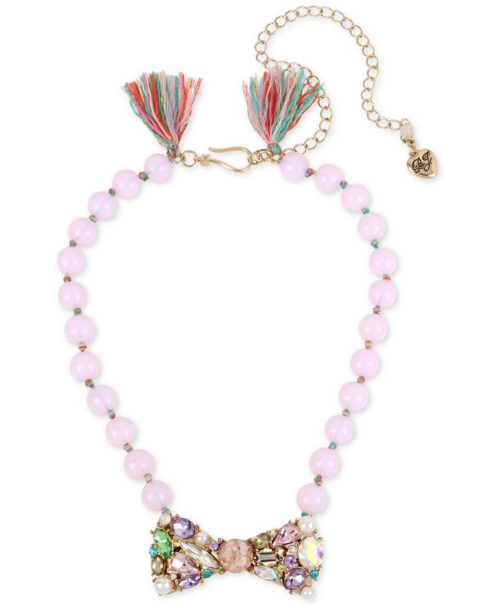 Boucles D'oreilles Betsey Johnson - Modèle Alice Clock Avec Perles Et Nœud Cristal - Neuf Avec étiquettes