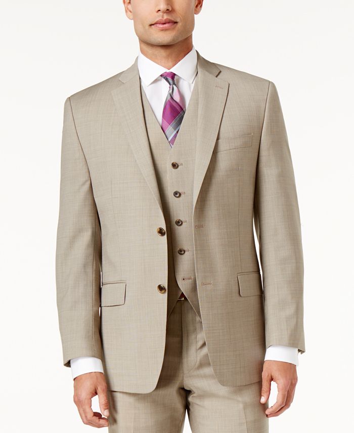 Michael Kors Men's Classic-Fit Tan Neat Pindot Vested Suit - Macy's