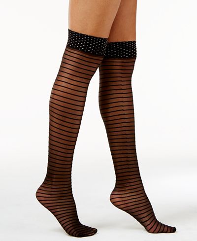 Hue Women's Dot and Stripe Over-The-Knee Socks