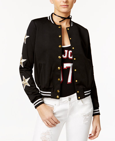 Material Girl Graphic Bodysuit & Star Patch Bomber Jacket, Only at Macy's