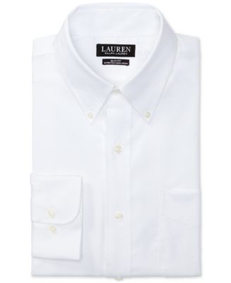 Lauren Ralph Lauren Men's Slim Fit Non Iron Stretch Pinpoint Dress Shirt White Size 17.5X34X35