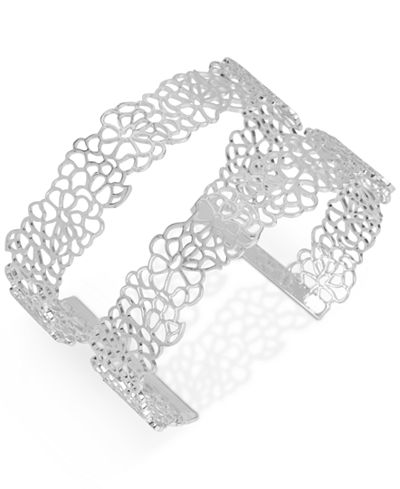 Touch of Silver Silver-Tone Filigree Open Cuff Bracelet