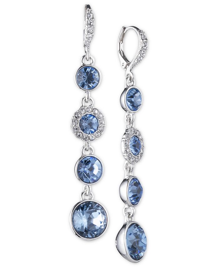 Givenchy SilverTone Blue Crystal Linear Drop Earrings Macy's