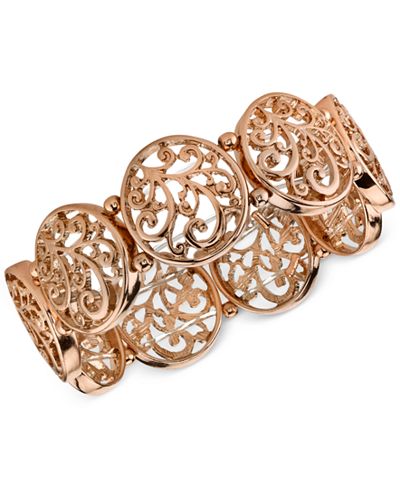 2028 Rose Gold-Tone Filigree Stretch Bracelet