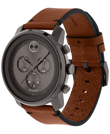 Movado Men s Swiss Chronograph Bold Rustic Brown Leather Strap