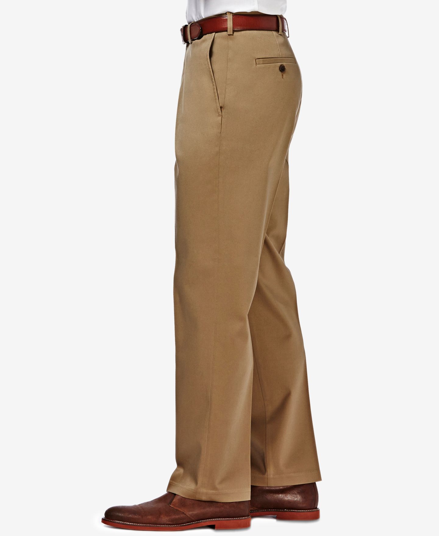 Мужские брюки Haggar Premium No Iron Khaki Classic Fit Flat Front Hidden Expandable Waist Pant, цвет: Хаки, вариант 1 — фото 2