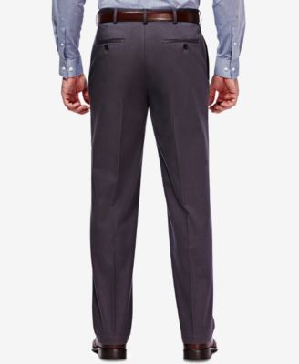 Men's Premium No Iron Khaki Classic Fit Flat Front Hidden Expandable Waist Pant