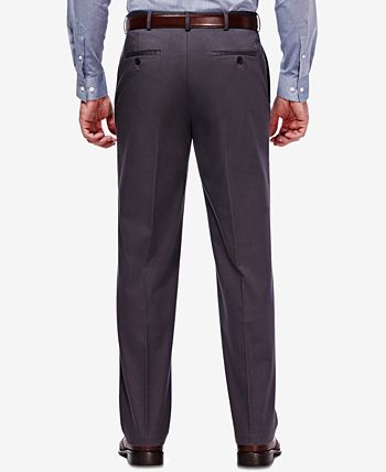 Haggar Men's Iron Free Premium Khaki Classic Fit Flat Front Expandable Waist Casual Pant 
