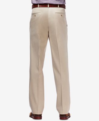Men's Premium No Iron Khaki Classic Fit Flat Front Hidden Expandable Waist Pant