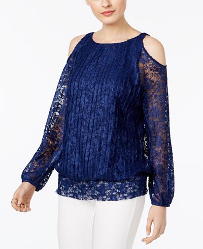 INC International Concepts Cold-Shoulder Lace Peasant Top, Only at Macy's